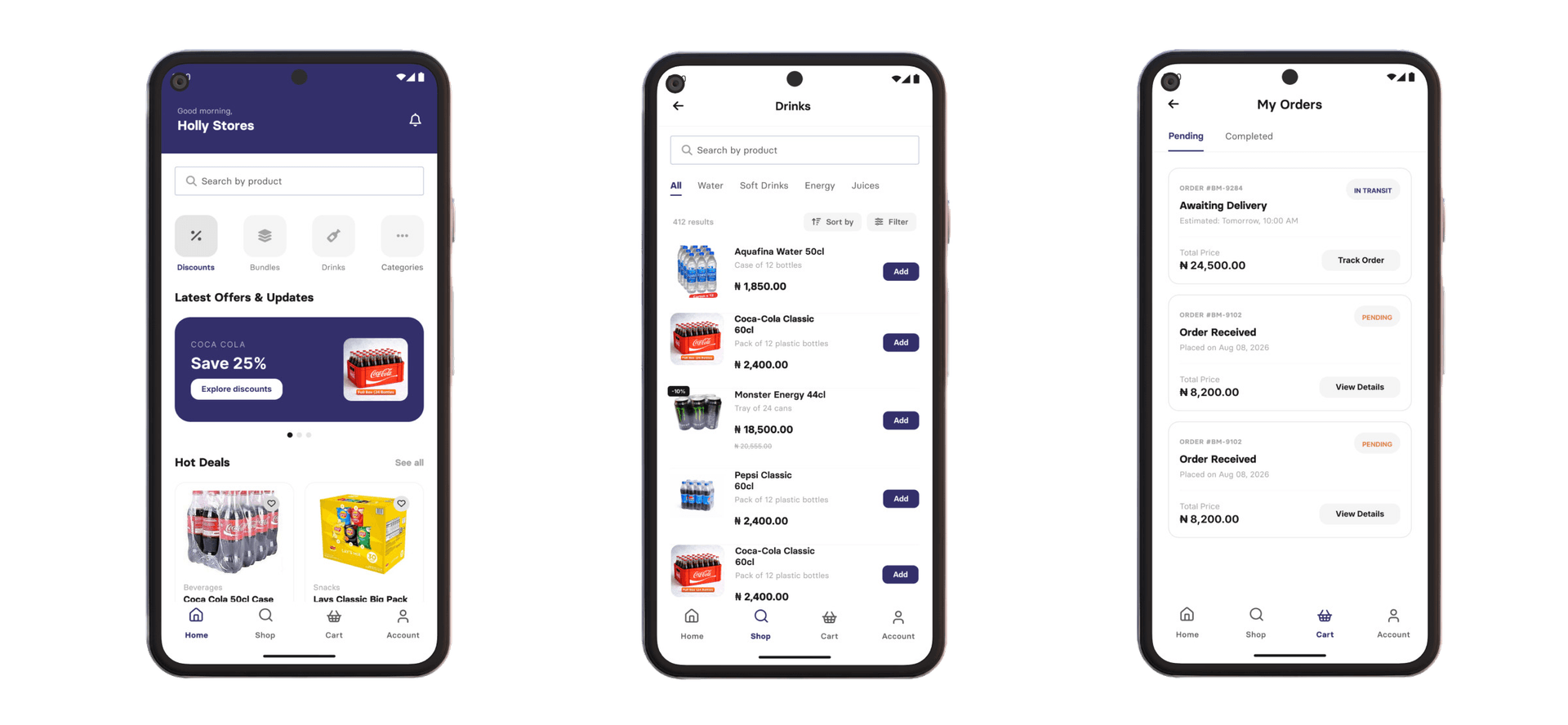 ODA Merchant home, shop, and cart screens designed for fast B2B ordering
